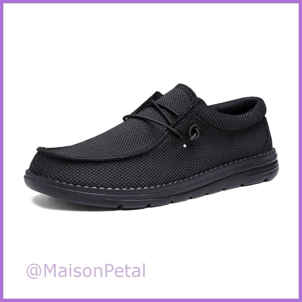 Men's Slip-On Loafers Stretch Shoes Knit Faux Leather